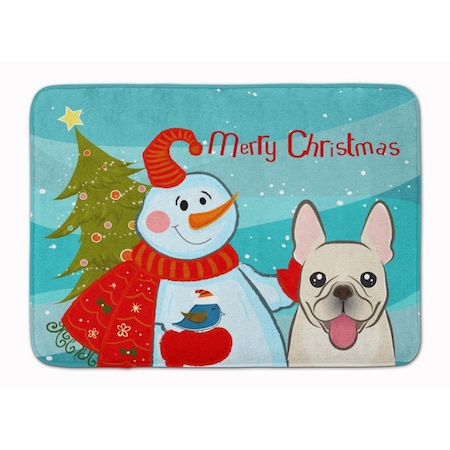 Carolines Treasures Snowman with French Bulldog Machine Washable Memory Foam Mat BB1858RUG